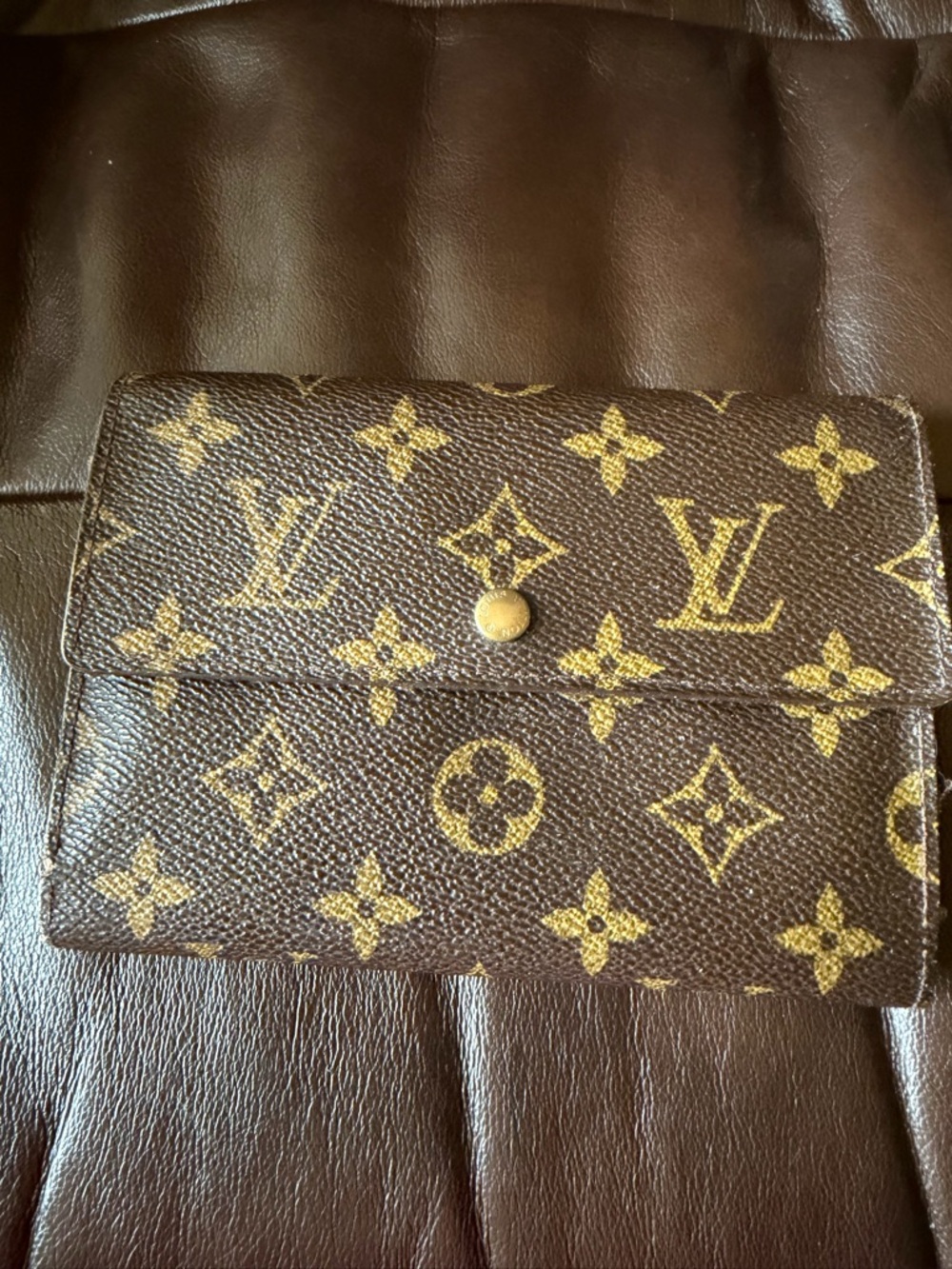 Louis Vuitton Monogram Canvas Small Wallet in Brown and Gold